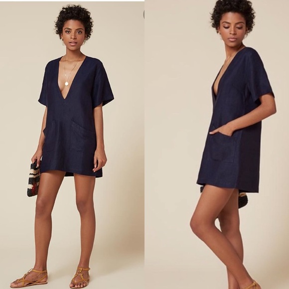 Reformation Dresses & Skirts - Reformation Skya Linen Deep V-Neck Mini Dress